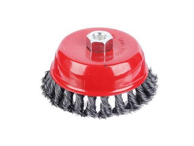 Щетка металл. ЕРМАК для УШМ 125мм/М14 крученая чашка (28шт/кор) - фото в Миди Лтд Изображение товара Щетка металл. ЕРМАК для УШМ 125мм/М14 крученая чашка (28шт/кор) в Миди Лтд