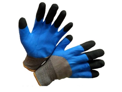 Изображение товара Перчатки нейлоновые "Черный Пальчик" полный облив Синие вспененные (уп-12шт) в Миди Лтд