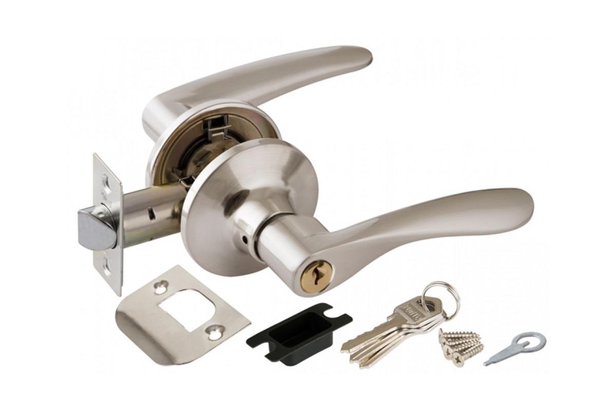 Замок ручка Никель матовый с ключом,фиксатором 6020 SN-E - фото в Миди Лтд Изображение товара Замок ручка Никель матовый с ключом,фиксатором 6020 SN-E в Миди Лтд