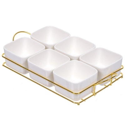 Набор для сервировки керамика 6предметов Daniks 300мл бело-золотой (8шт/уп) - фото в Миди Лтд Изображение товара Набор для сервировки керамика 6предметов Daniks 300мл бело-золотой (8шт/уп) в Миди Лтд