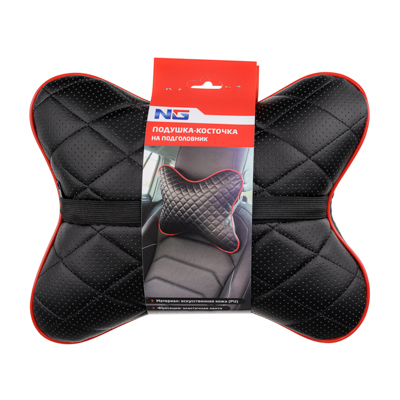 Изображение товара Подушка-косточка на подголовник искусственная кожа 30*24*13см Черная NEW GALAXY (6шт/кор) в Миди Лтд