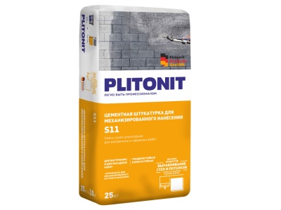 Штукатурка цементная PLITONIT S11 25кг (48шт/пал) - фото в Миди Лтд Изображение товара Штукатурка цементная PLITONIT S11 25кг (48шт/пал) в Миди Лтд
