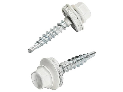 Саморез кровельный мет-мет, белый 5,5*25 RAL 9003 (250шт/уп) - фото в Миди Лтд Изображение товара Саморез кровельный мет-мет, белый 5,5*25 RAL 9003 (250шт/уп) в Миди Лтд