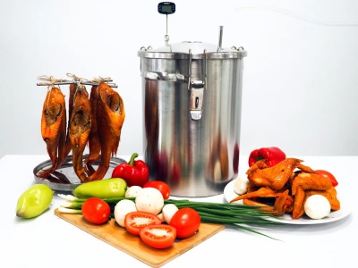 Изображение товара Коптильня круглая Аромат КНГ-14 нерж 14л (шпагат, сетка и щепа в комплекте) УЗБИ в Миди Лтд