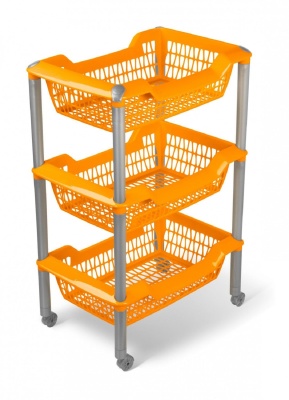 Этажерка универсальная ДЖЕТТА на колесиках 3 корзины оранжевая (4шт/уп) - фото в Миди Лтд Изображение товара Этажерка универсальная ДЖЕТТА на колесиках 3 корзины оранжевая (4шт/уп) в Миди Лтд