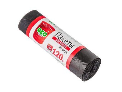 Изображение товара Мешки для мусора 120л 10шт черные в Миди Лтд
