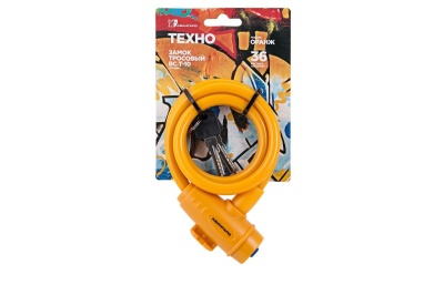 Замок велосипедный тросовый 10*1000 мм АВАНГАРД ВС-Т10 ТЕХНО оранжевый (60шт/кор) - фото в Миди Лтд Изображение товара Замок велосипедный тросовый 10*1000 мм АВАНГАРД ВС-Т10 ТЕХНО оранжевый (60шт/кор) в Миди Лтд