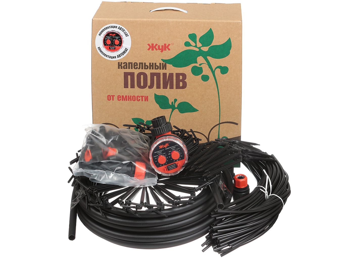 Капельный полив Жук от емкости на 30 растений Автомат с таймером 18м(2шт/уп) - фото в Миди Лтд Изображение товара Капельный полив Жук от емкости на 30 растений Автомат с таймером 18м(2шт/уп) в Миди Лтд