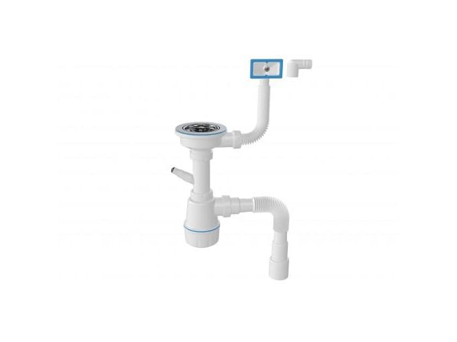 Изображение товара Сифон ZEGOR для мойки M104-7 3 1/2 40*50 мм с отводом с/м перелив прямоугольный(20шт/уп) в Миди Лтд