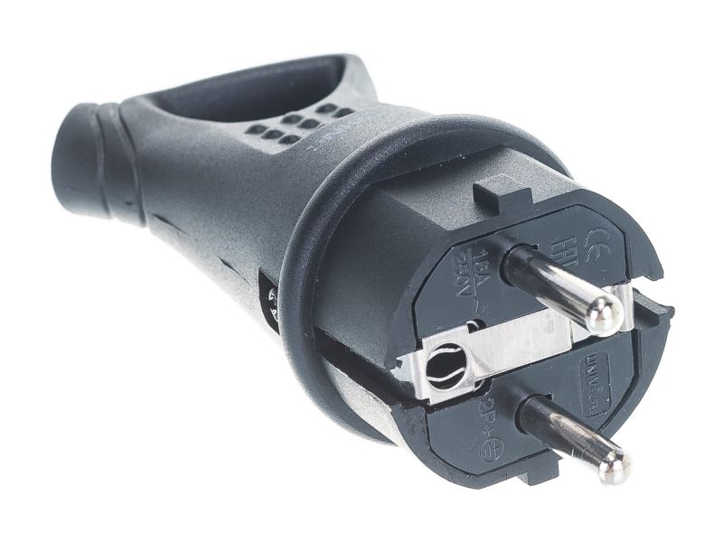 Изображение товара Вилка каучук угловая с ушком с/з 16А 250В IP44 в Миди Лтд