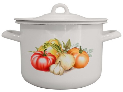 Изображение товара Кастрюля эмаль белая 3,4л Овощное ассорти Р-16124Б/4 (4шт/уп) Х в Миди Лтд
