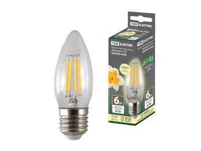 Изображение товара Лампа светодиодная Филамент C37 6Вт 230В 2700К Е27 TDM в Миди Лтд
