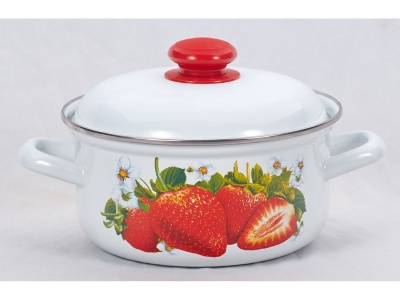 Изображение товара Кастрюля эмаль белая 2,0л Сочная клубника С-1510АП2/4 (4шт/уп) Х в Миди Лтд