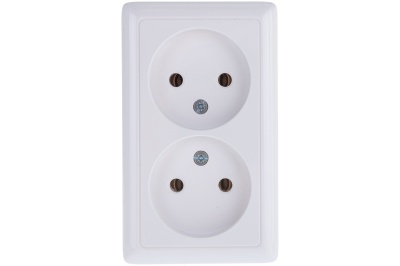 Розетка 2-местная ОП без заземляющих контактов без шторок 16А 250В белый Хит - фото в Миди Лтд Изображение товара Розетка 2-местная ОП без заземляющих контактов без шторок 16А 250В белый Хит в Миди Лтд