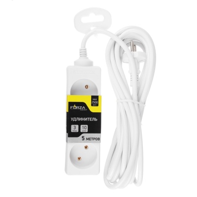 Изображение товара Удлинитель 3 гнезда евророзетка 2500Вт 5м FORZA (30шт/кор)   Х в Миди Лтд