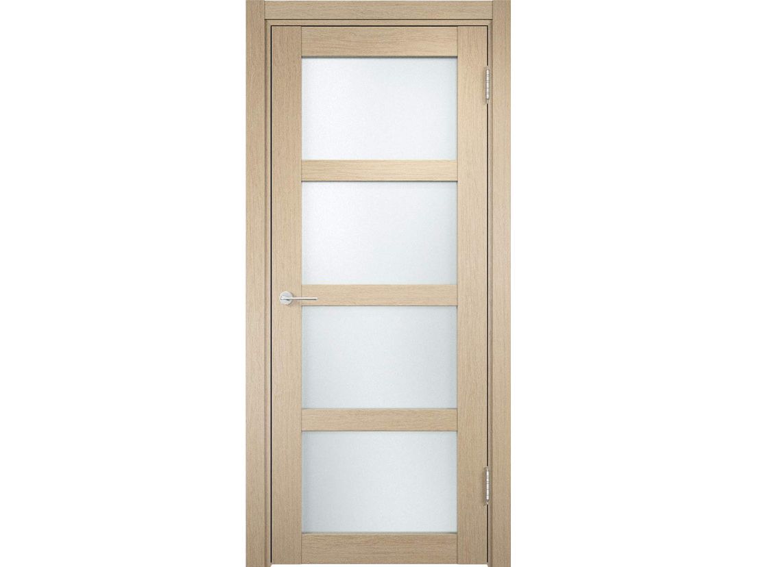 Изображение товара Полотно дверное ПО стекло белое сатинато экошпон Лига2 беленый дуб (капуч) 600 в Миди Лтд
