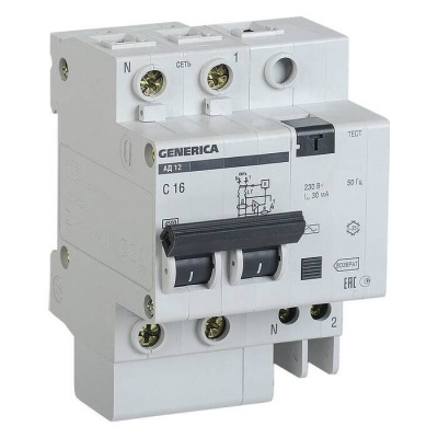 Диф.автомат АД12 2Р 25А 30мА тип АД12 GENERICA ИЭК - фото в Миди Лтд Изображение товара Диф.автомат АД12 2Р 25А 30мА тип АД12 GENERICA ИЭК в Миди Лтд