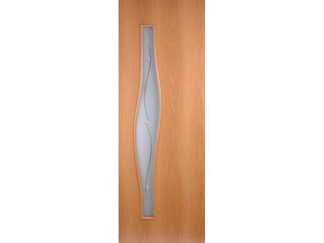 Изображение товара Полотно дверное ПО со стекл фьюзинг Волна ламинированное миланский орех 700 в Миди Лтд