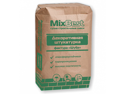 Штукатурка декоративная MixBest Шуба 2 мм серая 20кг  (56шт/пал), - фото в Миди Лтд Изображение товара Штукатурка декоративная MixBest Шуба 2 мм серая 20кг  (56шт/пал), в Миди Лтд