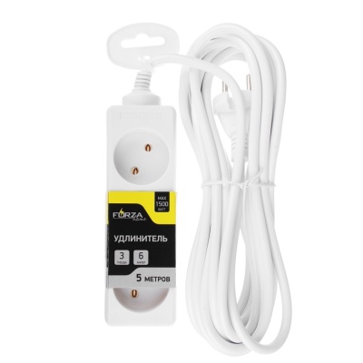 Удлинитель 3 гнезда евророзетка 1500Вт 5м FORZA   Х - фото в Миди Лтд Изображение товара Удлинитель 3 гнезда евророзетка 1500Вт 5м FORZA   Х в Миди Лтд