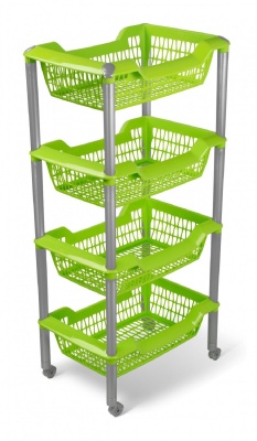 Этажерка универсальная ДЖЕТТА на колесиках 4 корзины салатовая (4шт/уп) - фото в Миди Лтд Изображение товара Этажерка универсальная ДЖЕТТА на колесиках 4 корзины салатовая (4шт/уп) в Миди Лтд