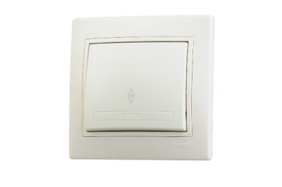 Выключатель 1-кл прох LEZARD Мира кремовый со вставкой - фото в Миди Лтд Изображение товара Выключатель 1-кл прох LEZARD Мира кремовый со вставкой в Миди Лтд