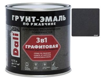 Грунт-эмаль по ржавчине Графитовая DALI серый 0,75л (6шт/уп; 660шт/пал) - фото в Миди Лтд Изображение товара Грунт-эмаль по ржавчине Графитовая DALI серый 0,75л (6шт/уп; 660шт/пал) в Миди Лтд