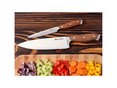 Набор ножей кухонных нерж сталь 2 предмета Daniks Wood (36шт/уп) - фото в Миди Лтд Изображение товара Набор ножей кухонных нерж сталь 2 предмета Daniks Wood (36шт/уп) в Миди Лтд