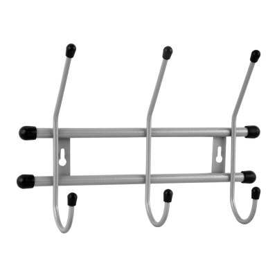 Изображение товара Вешалка настенная Стандарт 3 серый металлик 3 крючка (10шт/уп) в Миди Лтд