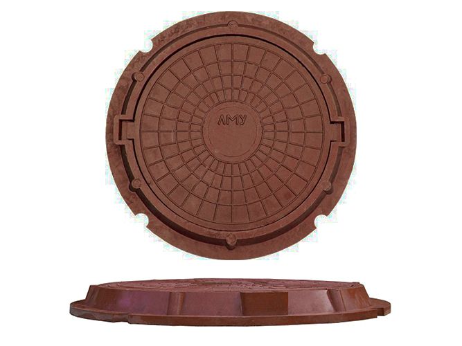 Изображение товара Люк Полимерно песчаный тип ЛМУ(А30) коричневый (d крышки 576мм внешний d 750мм нагрузка до 3т) в Миди Лтд