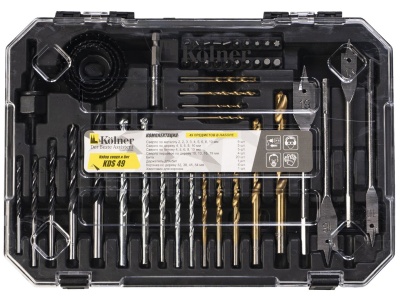 Изображение товара Набор сверл и бит в  пластиковом кейсе 49 шт Kolner KDS 49 в Миди Лтд
