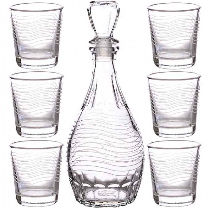 Набор для вина Спираль 7пр (графин +стопка 6шт) (4шт/уп) Х - фото в Миди Лтд Изображение товара Набор для вина Спираль 7пр (графин +стопка 6шт) (4шт/уп) Х в Миди Лтд