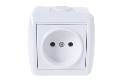 Розетка 1 местная LEZARD Ната белая б/з керамика - фото в Миди Лтд Изображение товара Розетка 1 местная LEZARD Ната белая б/з керамика в Миди Лтд