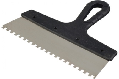 Шпатель малярный зубчатый 250мм зуб 10*10 - фото в Миди Лтд Изображение товара Шпатель малярный зубчатый 250мм зуб 10*10 в Миди Лтд