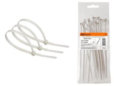 Хомуты нейлоновые белые 120х4,8мм (50шт/уп) TDM - фото в Миди Лтд Изображение товара Хомуты нейлоновые белые 120х4,8мм (50шт/уп) TDM в Миди Лтд