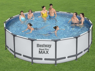 Бассейн каркасный с фильтр-насосом, лестницей и чехлом BESTWAY 488*122см 5612Z - фото в Миди Лтд Изображение товара Бассейн каркасный с фильтр-насосом, лестницей и чехлом BESTWAY 488*122см 5612Z в Миди Лтд