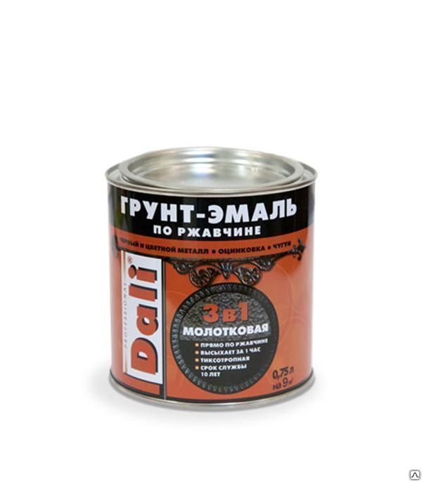 Молотковая Грунт-эмаль по ржавчине DALI коричневый 0,75л (6шт/уп; 660шт/пал) - фото в Миди Лтд Изображение товара Молотковая Грунт-эмаль по ржавчине DALI коричневый 0,75л (6шт/уп; 660шт/пал) в Миди Лтд