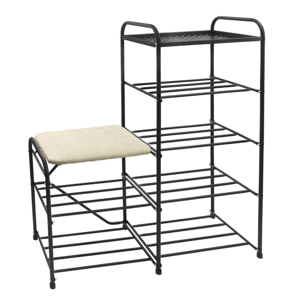Изображение товара Банкетка-этажерка для обуви Дубль 5 полок черный в Миди Лтд
