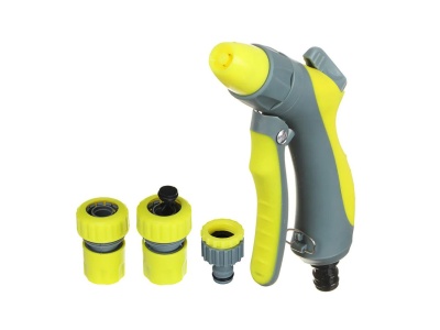 Изображение товара Набор садовый для полива (пистолет с регулир узора, переходник 2шт, штуцер 1/2"-3/4") INBLOOM  в Миди Лтд