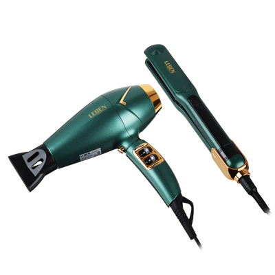 Набор для укладки волос LEBEN фен + стайлер зеленое золото - фото в Миди Лтд Изображение товара Набор для укладки волос LEBEN фен + стайлер зеленое золото в Миди Лтд