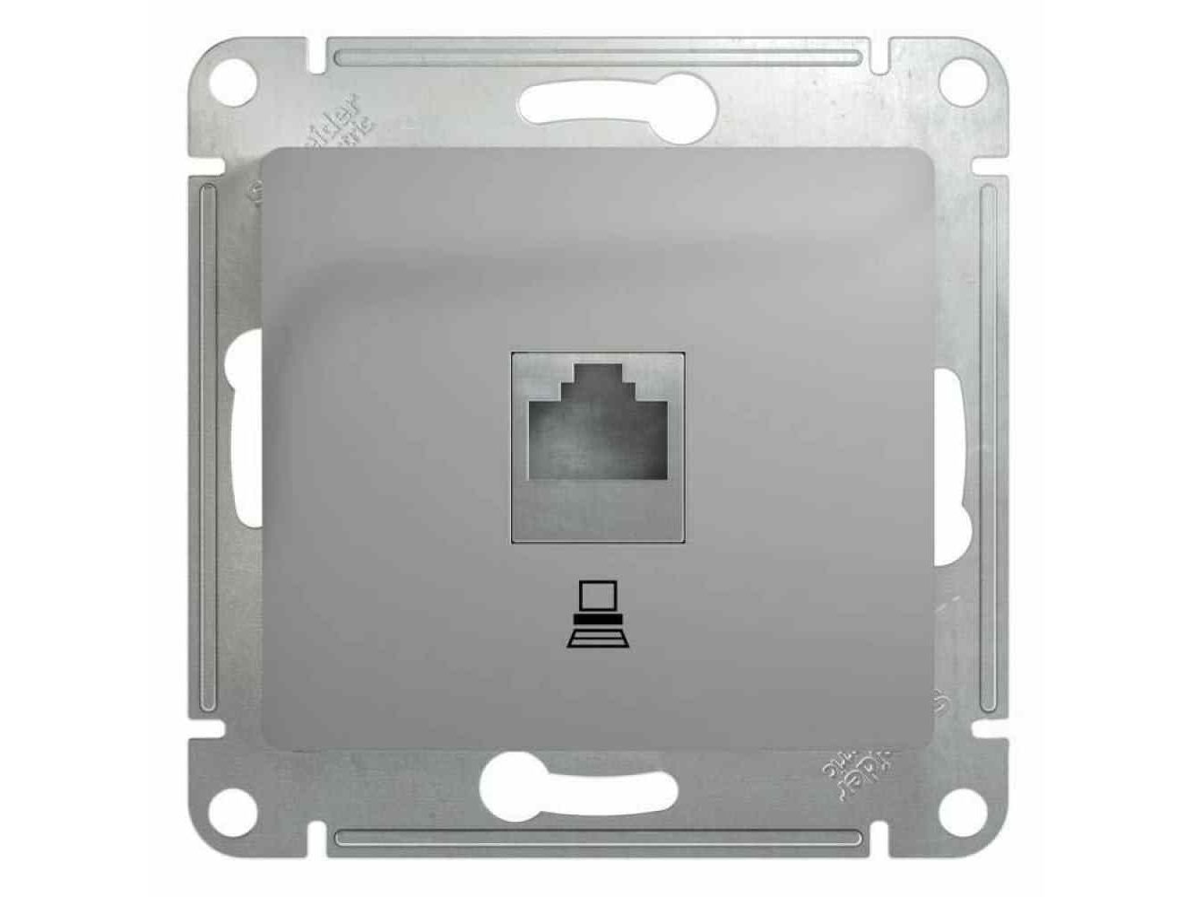 Розетка Schneider Glossa CAT5E RJ45 алюминиевая - фото в Миди Лтд Изображение товара Розетка Schneider Glossa CAT5E RJ45 алюминиевая в Миди Лтд