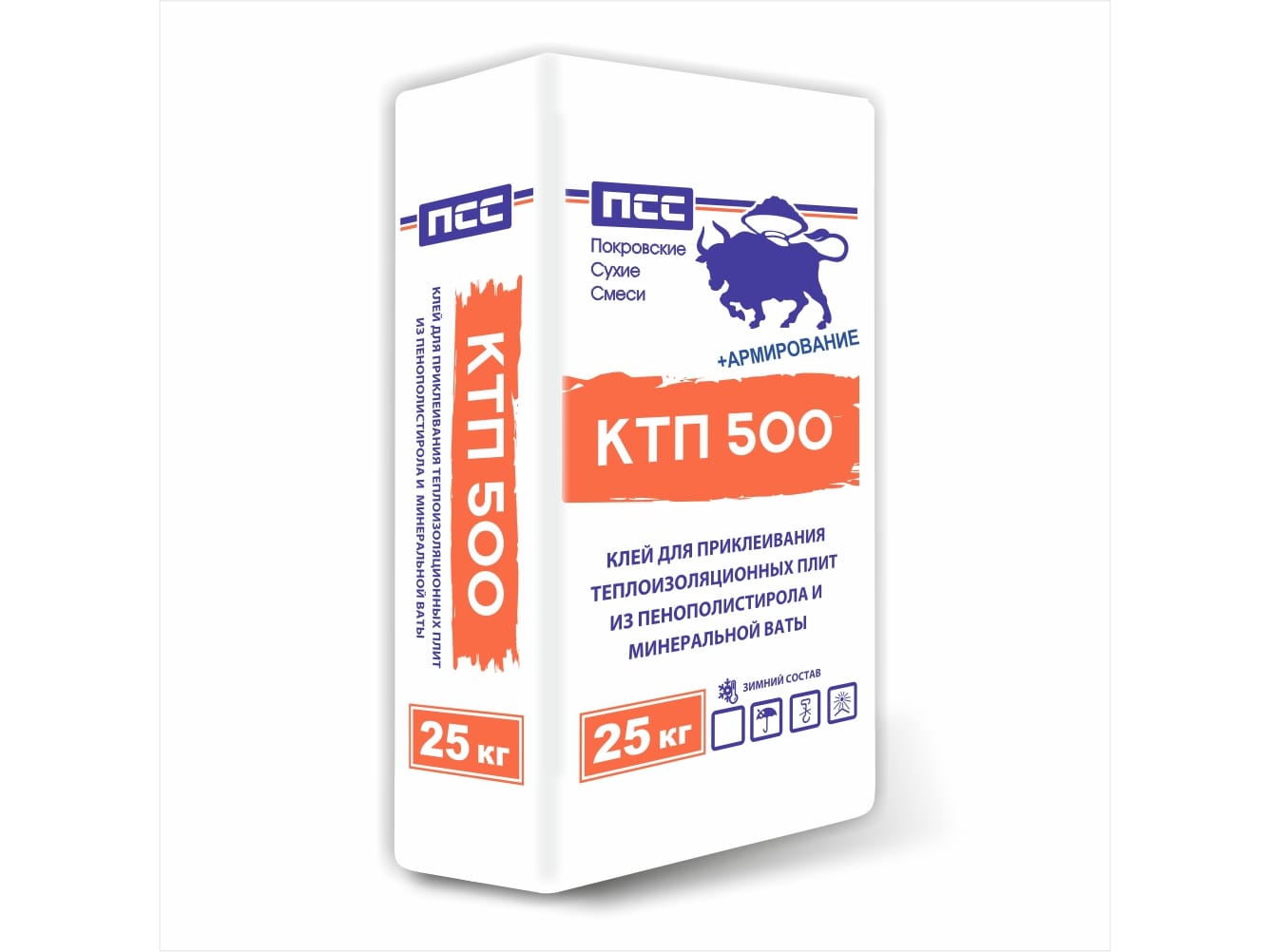 Клей для теплоизоляции ПСС КТП 500+армирование 25кг (48шт/пал) - фото в Миди Лтд Изображение товара Клей для теплоизоляции ПСС КТП 500+армирование 25кг (48шт/пал) в Миди Лтд