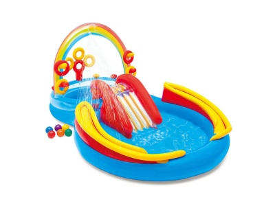 Бассейн игровой Радуга с горкой игрушками фонтаном INTEX 297*193*135см 381л 57453 (2шт/кор)    ХХ - фото в Миди Лтд Изображение товара Бассейн игровой Радуга с горкой игрушками фонтаном INTEX 297*193*135см 381л 57453 (2шт/кор)    ХХ в Миди Лтд