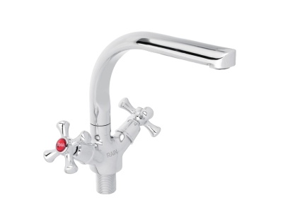 Смеситель для кухни высокий излив керам кран-буксы 1/2 гайка латунь хром RAIN Нефрит - фото в Миди Лтд Изображение товара Смеситель для кухни высокий излив керам кран-буксы 1/2 гайка латунь хром RAIN Нефрит в Миди Лтд