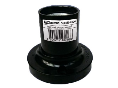 Патрон Е27 карболитовый потолочный черный прямой TDM - фото в Миди Лтд Изображение товара Патрон Е27 карболитовый потолочный черный прямой TDM в Миди Лтд