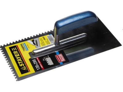 Изображение товара Гладилка 130*280мм зубчатая 10*10мм нержавеющая сталь деревянная ручка STAYER Profi в Миди Лтд