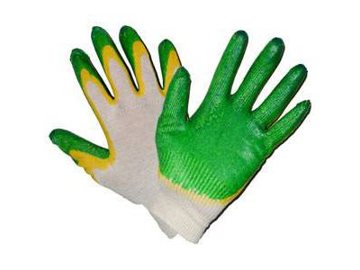 Изображение товара Перчатки х/б латексный двойной облив Зеленые (10шт/уп)(300шт/меш) L в Миди Лтд