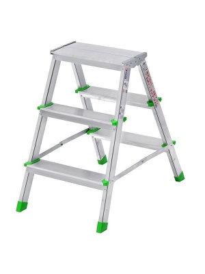 Двусторонняя алюминиевая стремянка 3х3 высота до верхней площ 63см вес 2,4кг - фото в Миди Лтд Изображение товара Двусторонняя алюминиевая стремянка 3х3 высота до верхней площ 63см вес 2,4кг в Миди Лтд