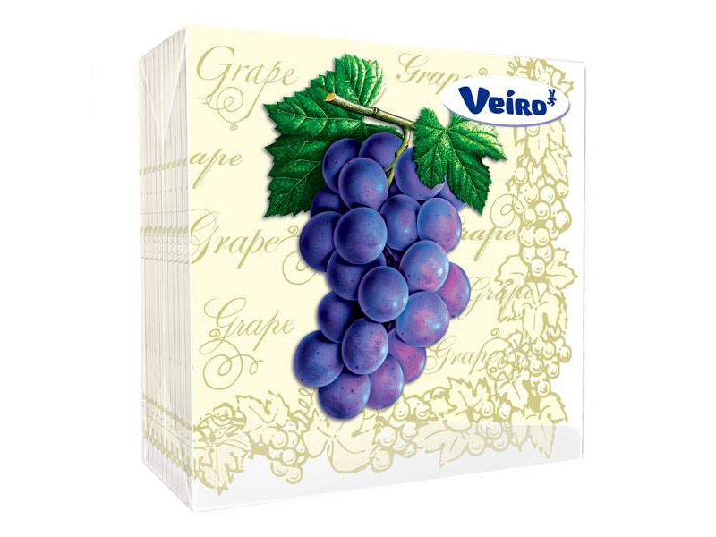 Изображение товара Салфетки бумажные Veiro 24*24  25шт. 2сл ВИНОГРАД (135192) в Миди Лтд