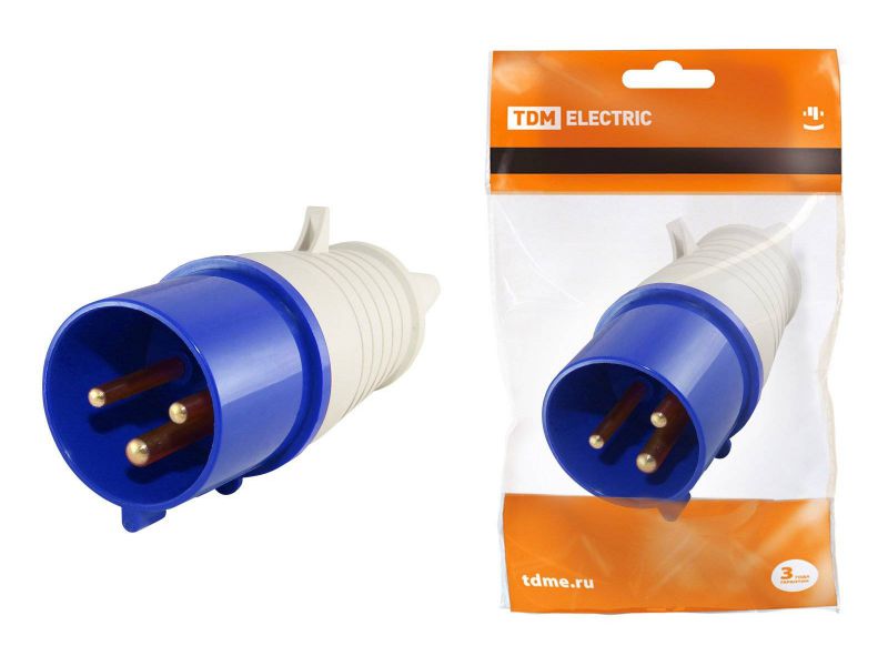 Изображение товара Вилка 013 2Р+РЕ 16А 220В IP44 TDM в Миди Лтд